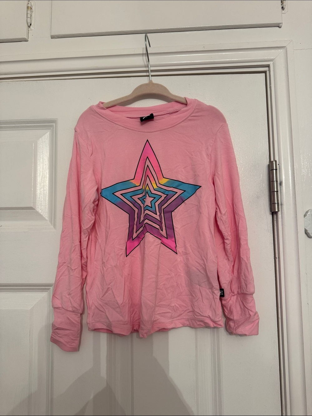 PixieLane Girls' Pink Star Graphic Long Sleeve Top